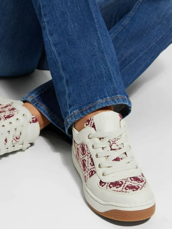 Women GUESS Sneakers Invited Jacquard Low Top Medium Natural 101