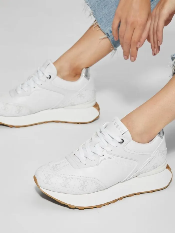 Women GUESS Sneakers Luchia Logo Pop Joggers White Logo