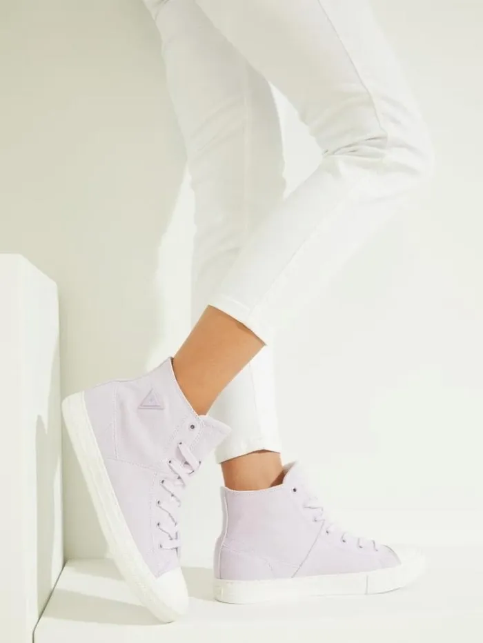 Women GUESS Sneakers Prinze HighTop Canvas Sneakers Open Purple