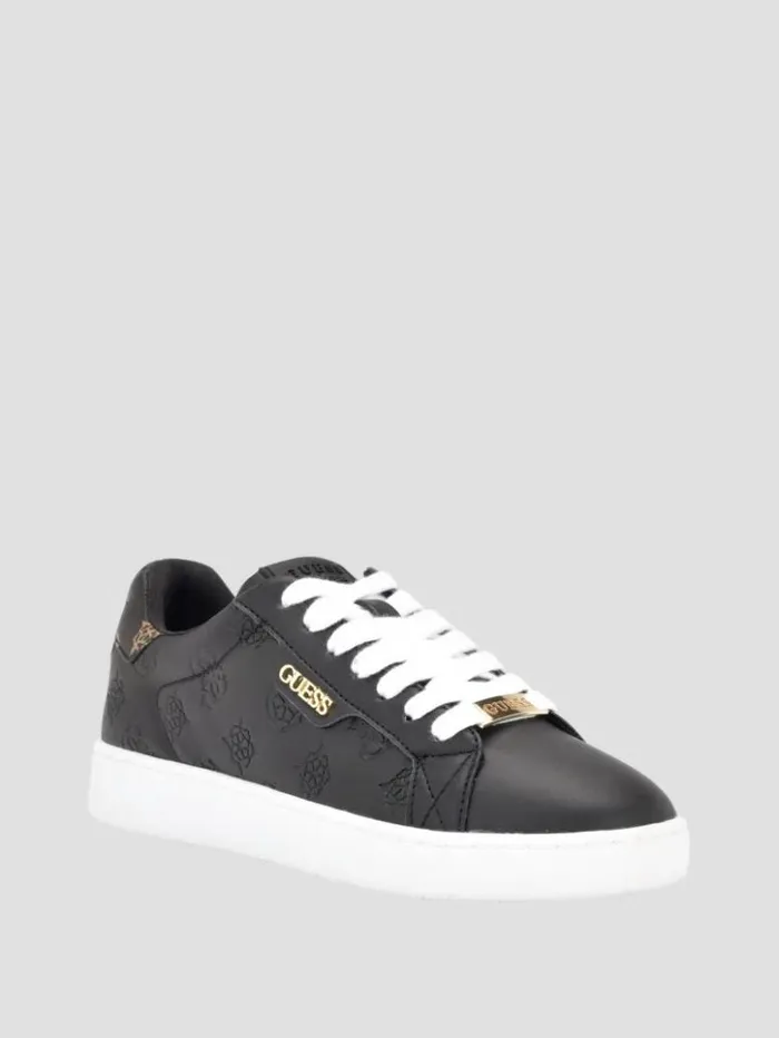 Women GUESS Sneakers Renzy Debossed Logo LowTop Sneakers Black 001