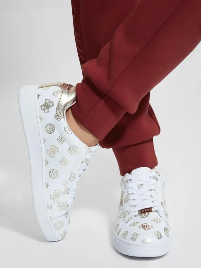 Women GUESS Sneakers Renzy Debossed Logo LowTop Sneakers Gold