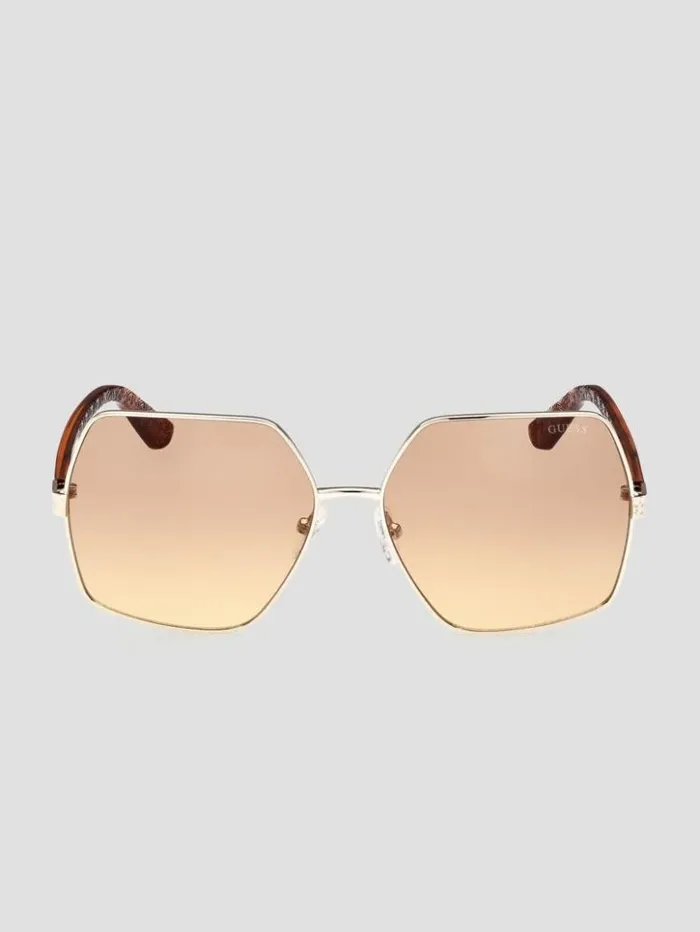 Women GUESS Sunglasses Aurora Oversized Trim Sunglasses Tortoise