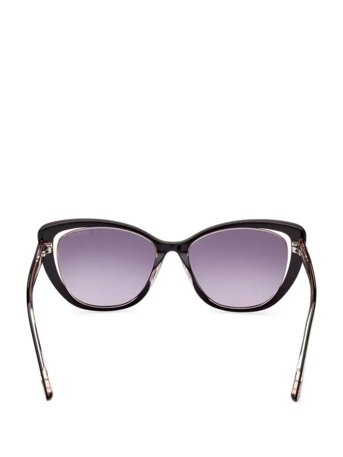 Women GUESS Sunglasses Breast Cancer Awareness Cat Eye Sunglasses Silver