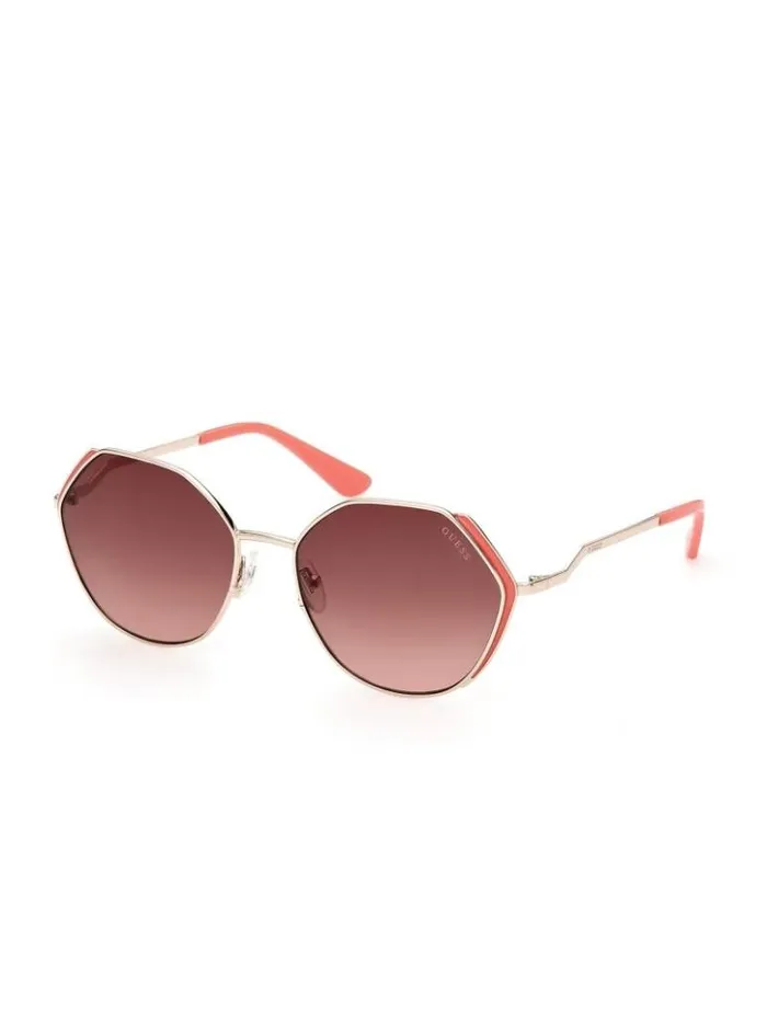 Women GUESS Sunglasses Colored Temple Geometric Sunglasses Tortoise