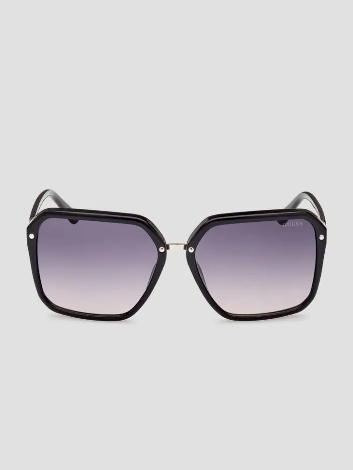 Women GUESS Sunglasses Elena Oversized Square Sunglasses Silver