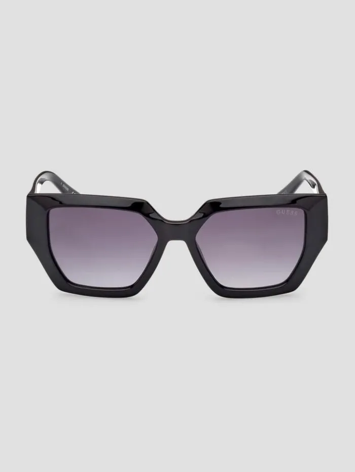 Women GUESS Sunglasses Emilia Geometric Plastic Sunglasses Silver