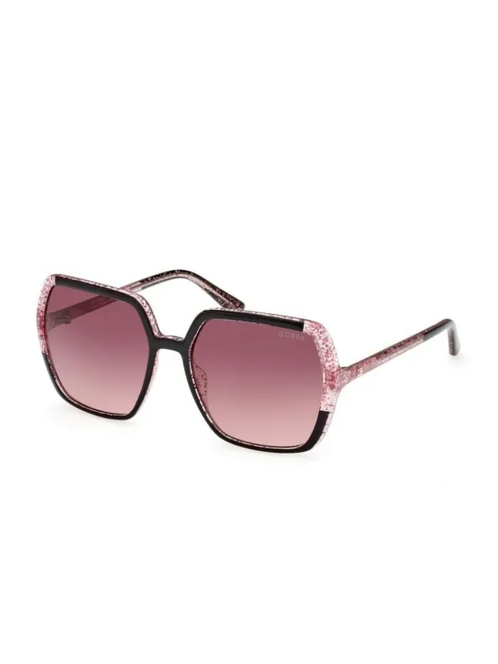 Women GUESS Sunglasses Glitter Square Plastic Sunglasses Black