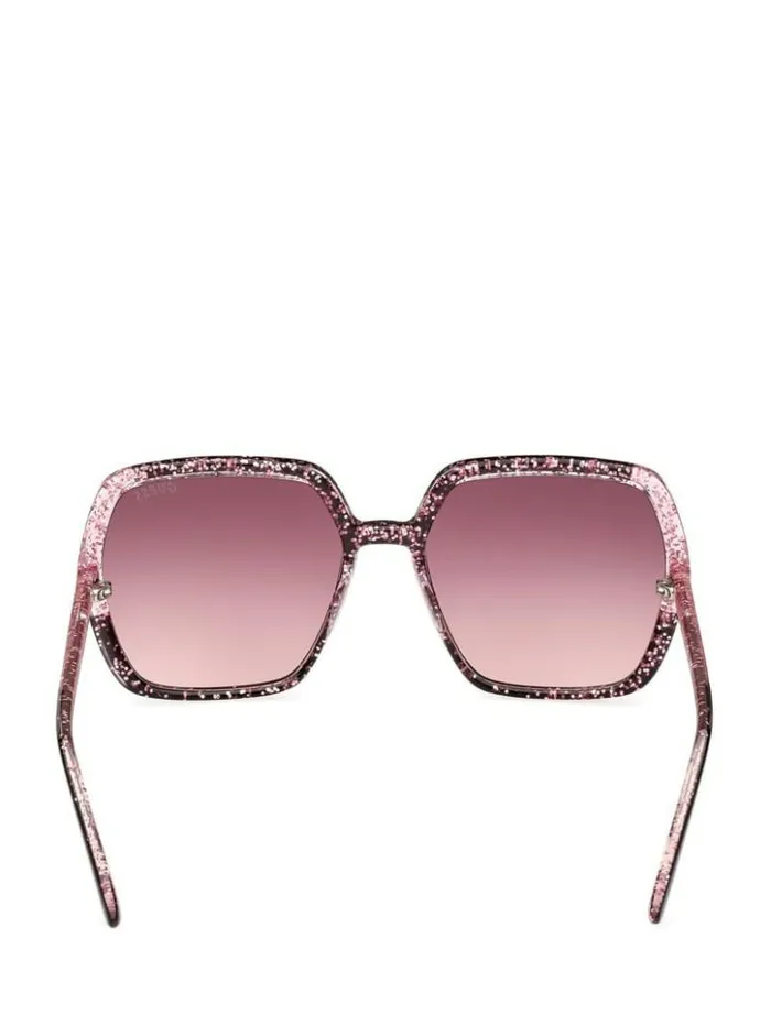 Women GUESS Sunglasses Glitter Square Plastic Sunglasses Black