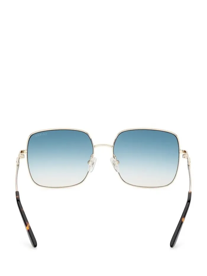 Women GUESS Sunglasses Oversized Square G Metal Sunglasses Gld
