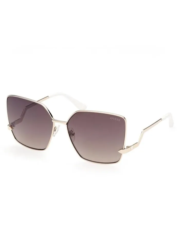 Women GUESS Sunglasses Oversized Square Zigzag Sunglasses Gold Wtort Arm