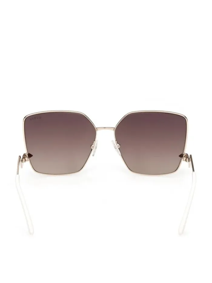 Women GUESS Sunglasses Oversized Square Zigzag Sunglasses Gold Wtort Arm