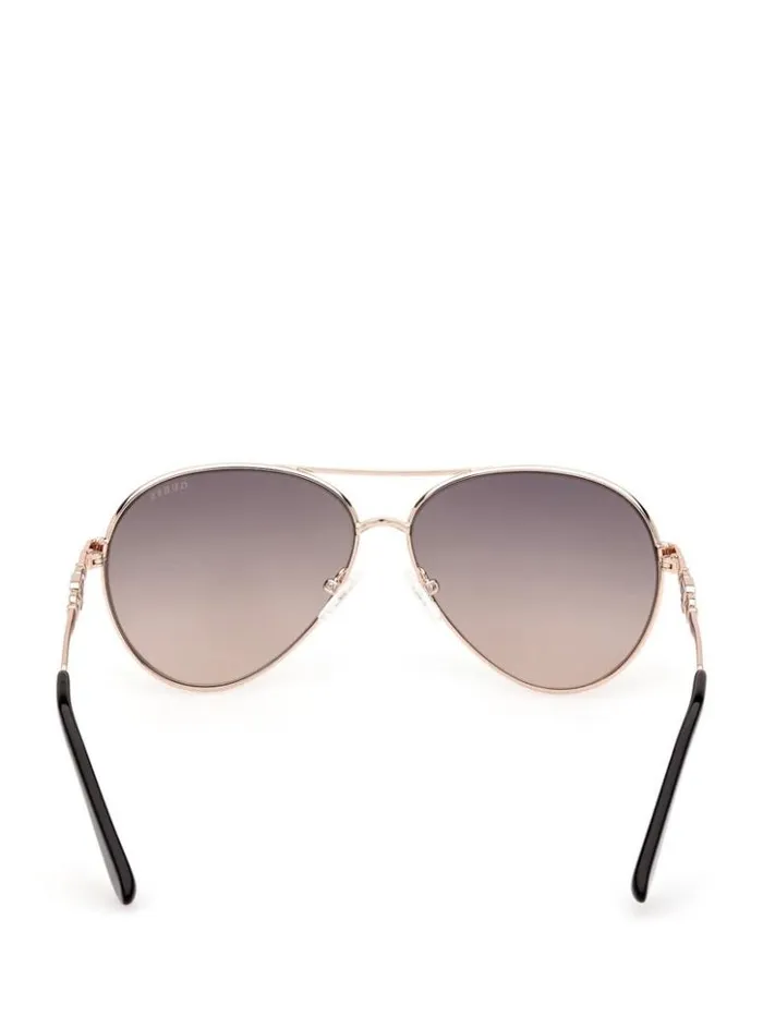 Women GUESS Sunglasses Square G Link Metal Aviator Sunglasses 05b black