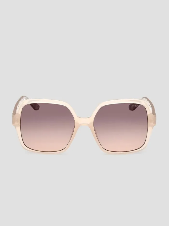 Women GUESS Sunglasses Square G Plastic Sunglasses Blush