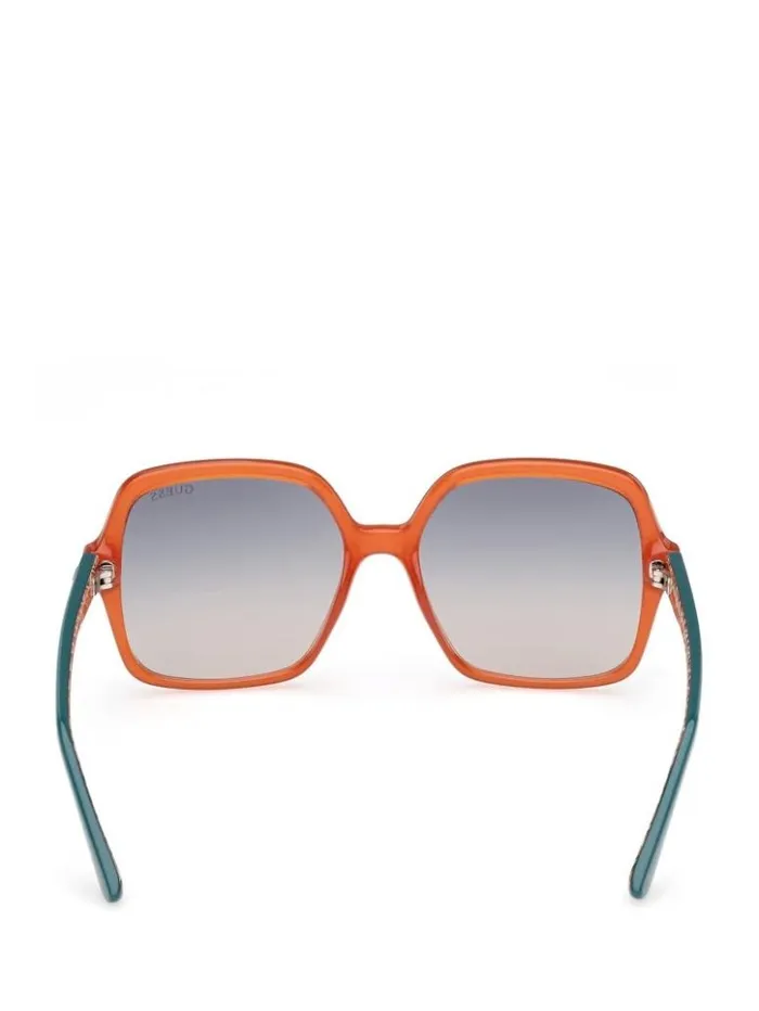 Women GUESS Sunglasses Square G Plastic Sunglasses Orange