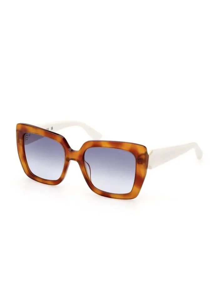 Women GUESS Sunglasses Square Logo Print Plastic Sunglasses Tort