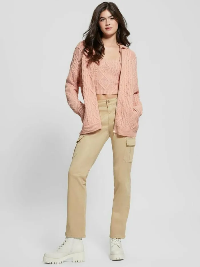 Women GUESS Sweaters and Knits Chiba FullZip Sweater Smooth Pink