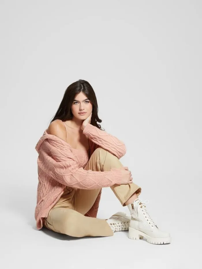 Women GUESS Sweaters and Knits Chiba FullZip Sweater Smooth Pink