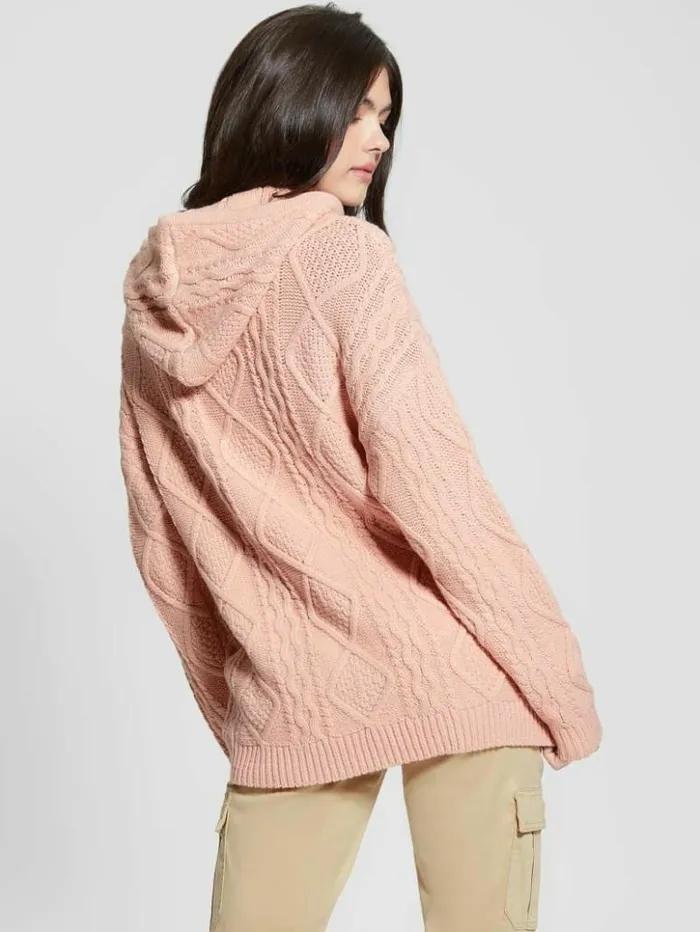Women GUESS Sweaters and Knits Chiba FullZip Sweater Smooth Pink