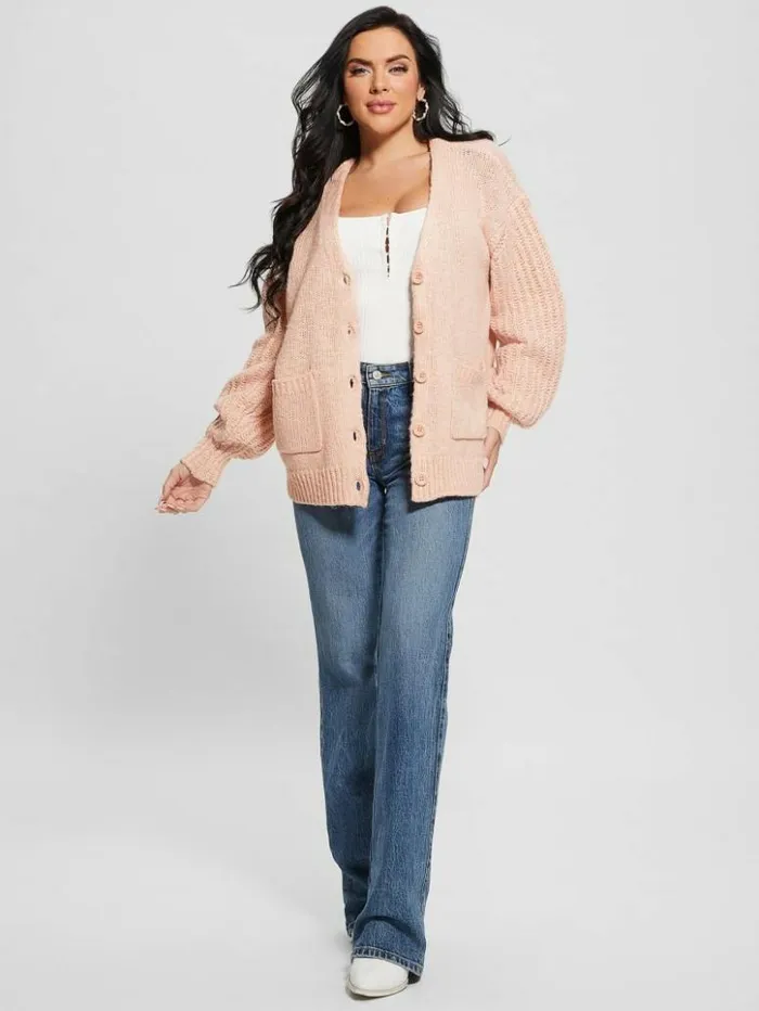 Women GUESS Sweaters and Knits Eco Hiro Knit Cardigan Sweater Smooth Pink Multi Women GUESS Sweaters and Knits Eco Hiro Knit Cardigan Sweater Smooth Pink Multi