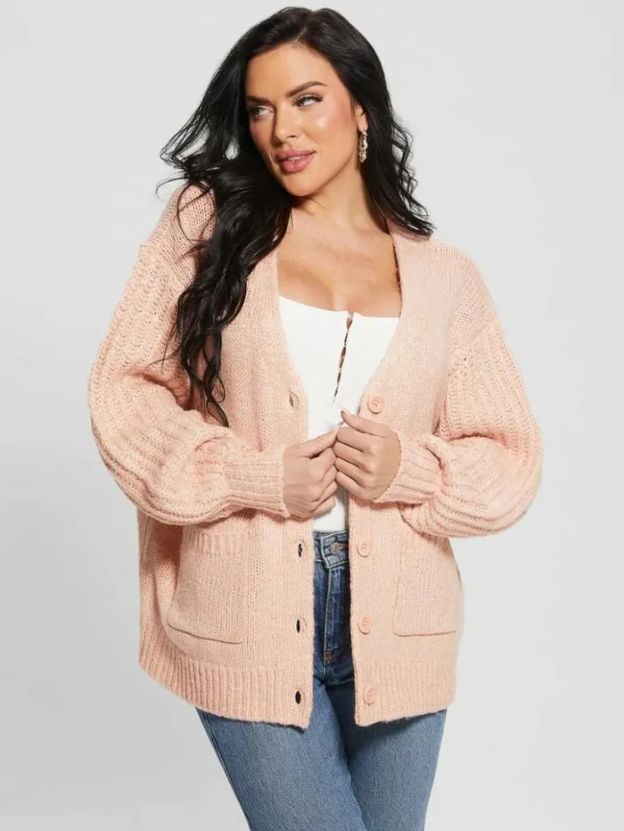 Women GUESS Sweaters and Knits Eco Hiro Knit Cardigan Sweater Smooth Pink Multi Women GUESS Sweaters and Knits Eco Hiro Knit Cardigan Sweater Smooth Pink Multi
