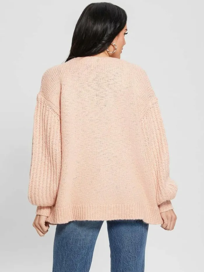 Women GUESS Sweaters and Knits Eco Hiro Knit Cardigan Sweater Smooth Pink Multi Women GUESS Sweaters and Knits Eco Hiro Knit Cardigan Sweater Smooth Pink Multi