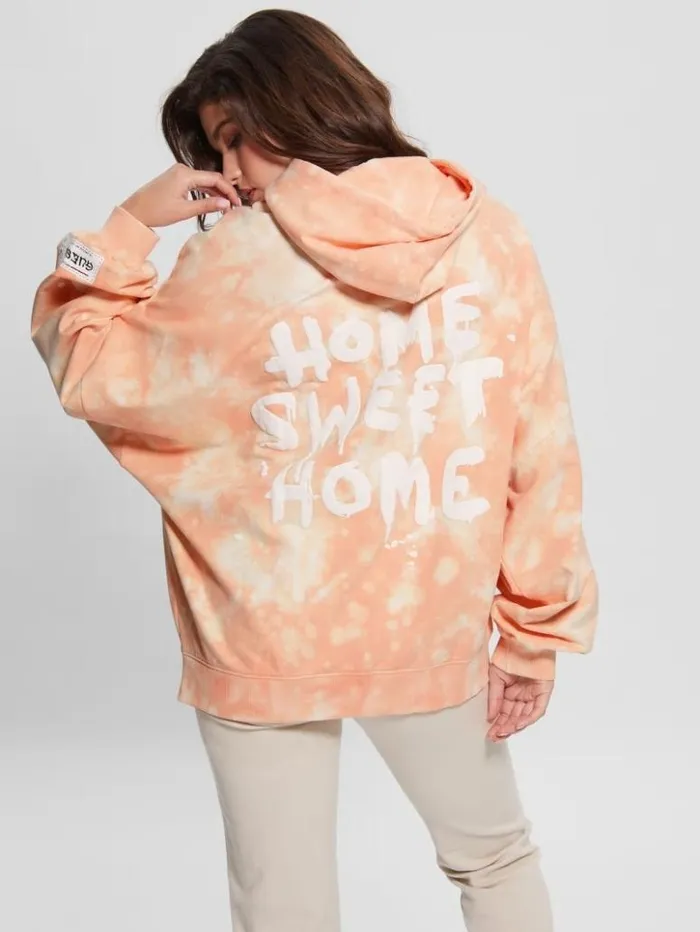 Women GUESS Sweaters and Knits Home Sweet Home Hoodie Hello Peach Multi