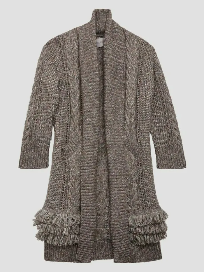 Women GUESS Sweaters and Knits Liliane Longline Cardigan Sweater Dark Coal Heather Women GUESS Sweaters and Knits Liliane Longline Cardigan Sweater Dark Coal Heather
