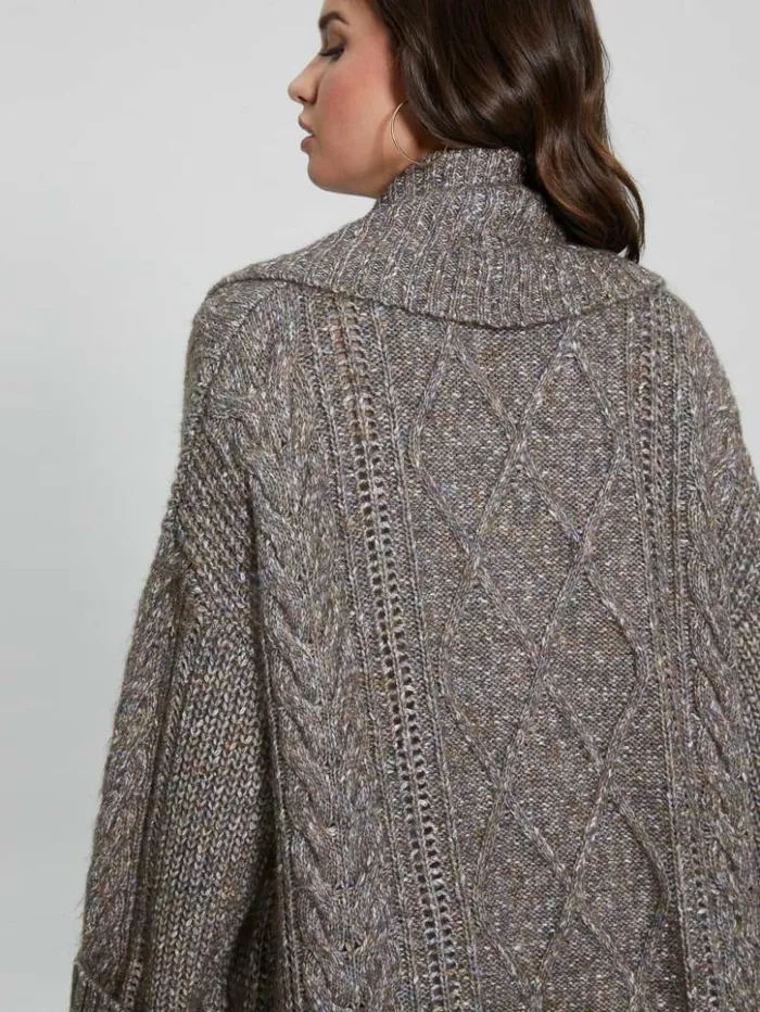 Women GUESS Sweaters and Knits Liliane Longline Cardigan Sweater Dark Coal Heather Women GUESS Sweaters and Knits Liliane Longline Cardigan Sweater Dark Coal Heather