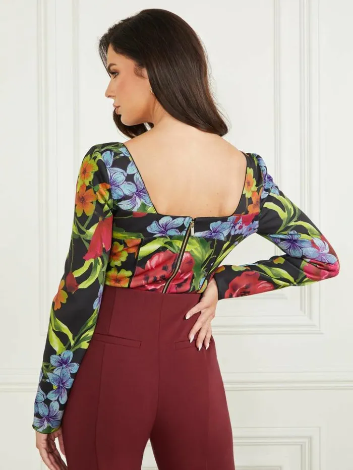 Women GUESS Tops Boldly Blooming Corset Top Boldly Blooming Print