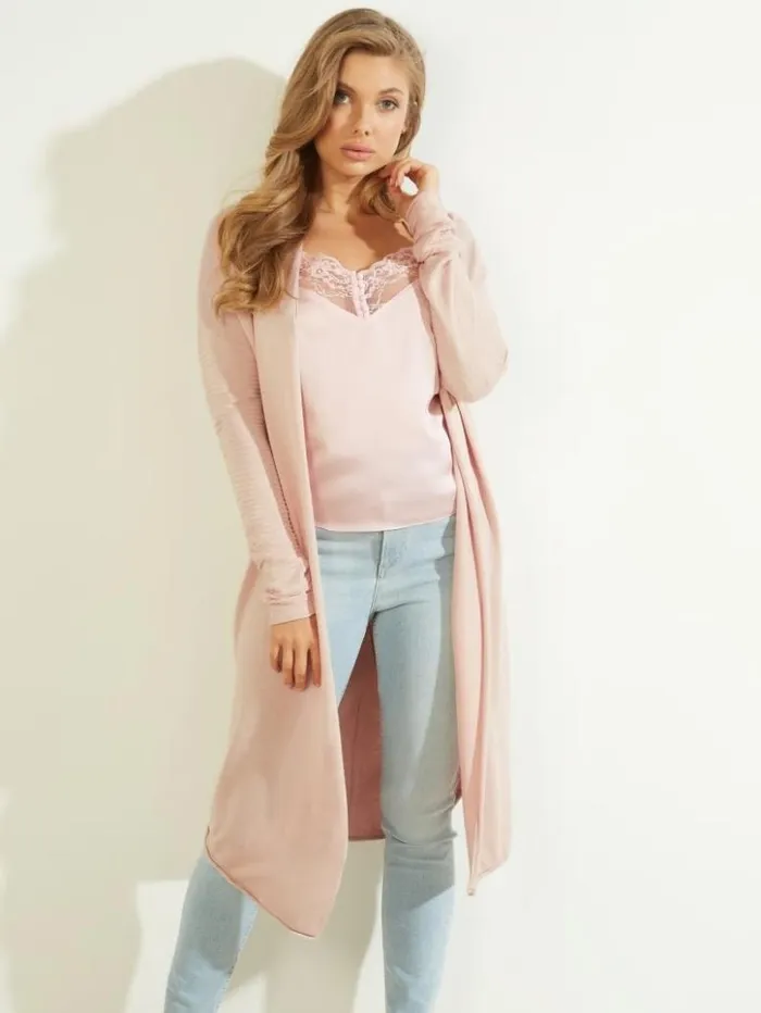 Women GUESS Tops Camille OpenFront Cardigan Dolly Pink