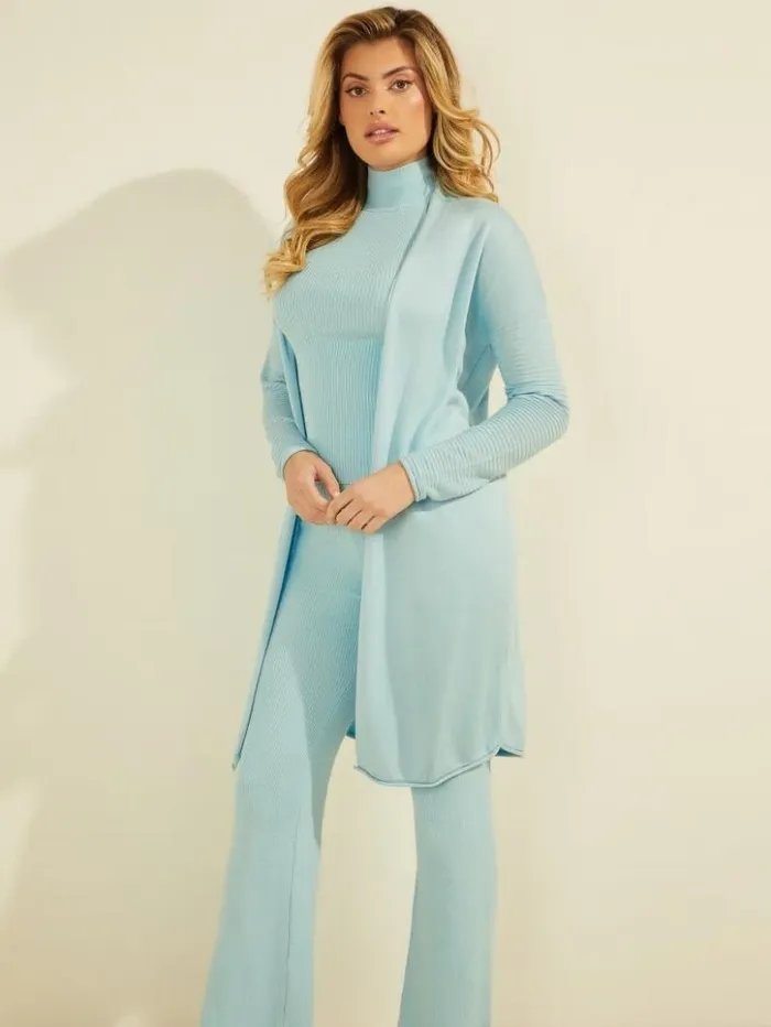 Women GUESS Tops Camille OpenFront Cardigan Soft Waves Blue