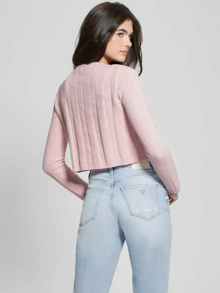 Women GUESS Tops Cecilia Crop Cardigan Low Key Pink