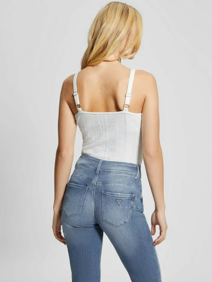 Women GUESS Tops Cecilia Sweater Tank Top Cream White