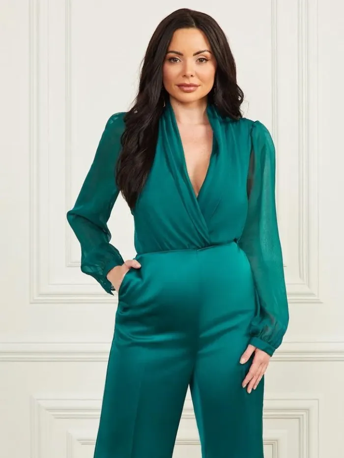 Women GUESS Tops Daria Bodysuit Ornate Teal