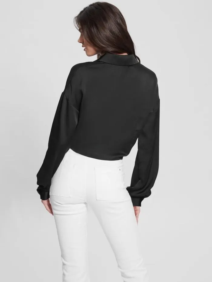 Women GUESS Tops Eco Bow Jun Shirt Black