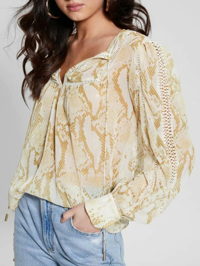 Women GUESS Tops Eco Brigida Top Rambling Snake