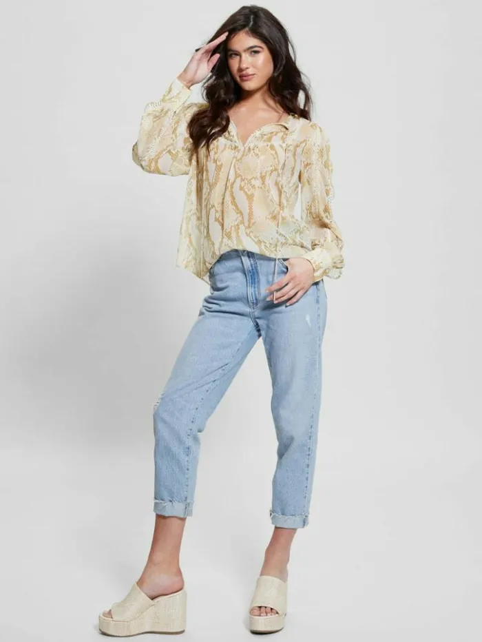 Women GUESS Tops Eco Brigida Top Rambling Snake