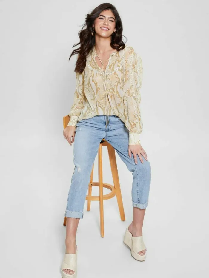 Women GUESS Tops Eco Brigida Top Rambling Snake