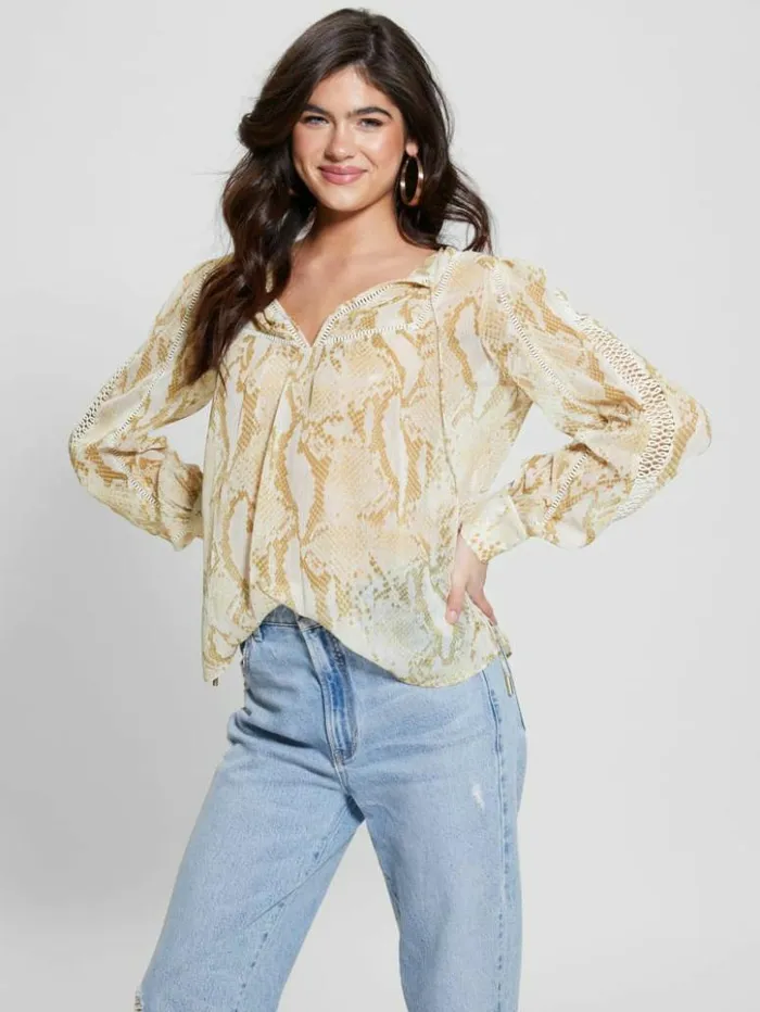 Women GUESS Tops Eco Brigida Top Rambling Snake