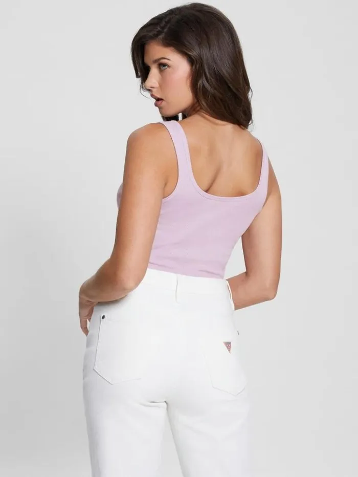 Women GUESS Tops Eco Diamond Girl Tank Top Linen Lilac
