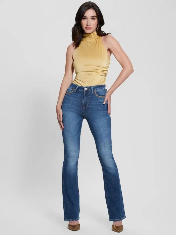Women GUESS Tops Eco Draped Maeve Top Gold Multi