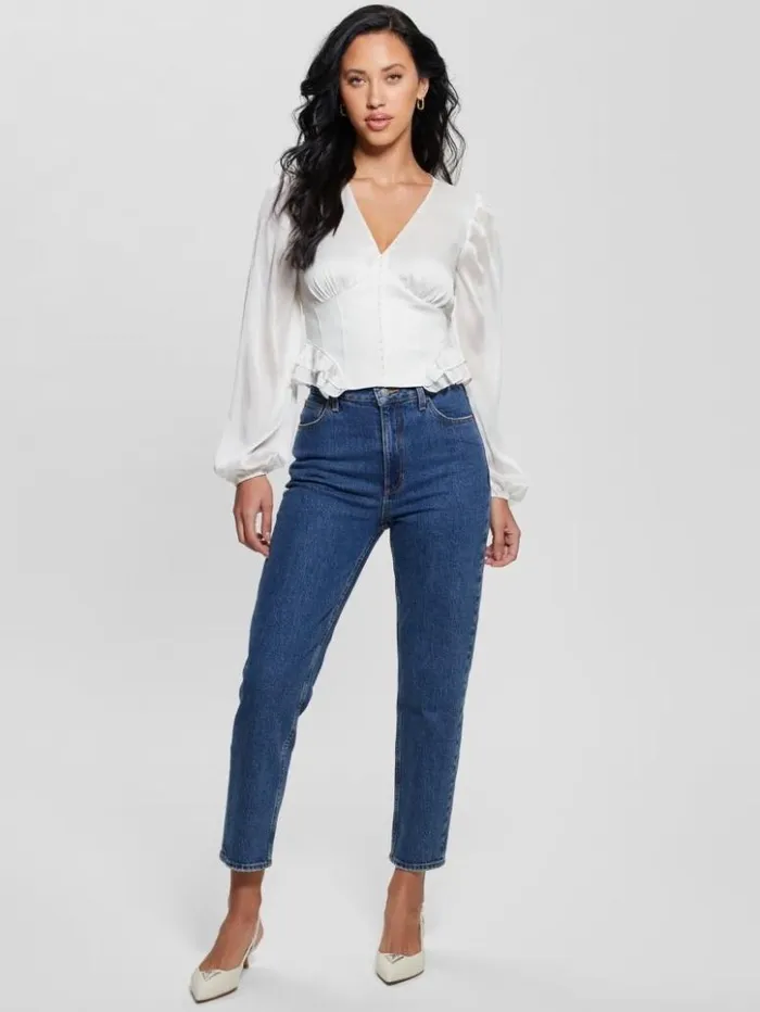 Women GUESS Tops Eco Hamiri Corset Top Dove White