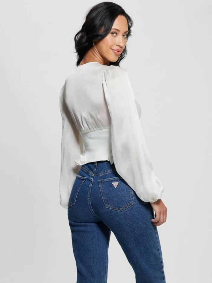 Women GUESS Tops Eco Hamiri Corset Top Dove White