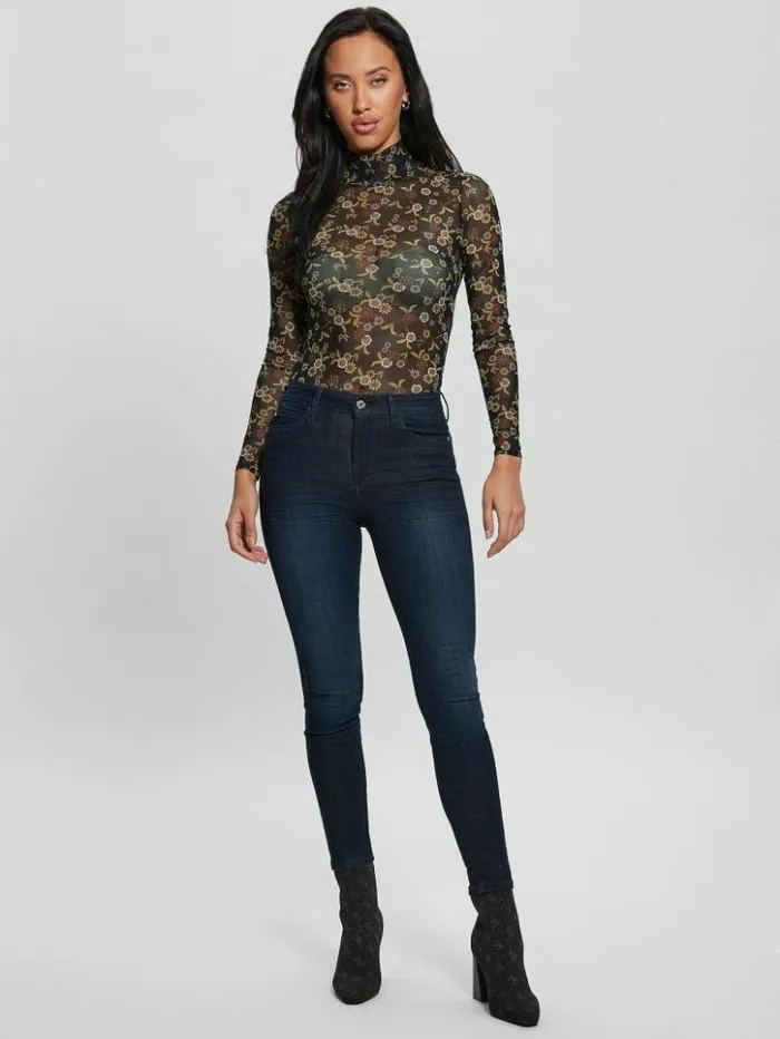 Women GUESS Tops Eco Kamaria Printed Top Night Blooms Print