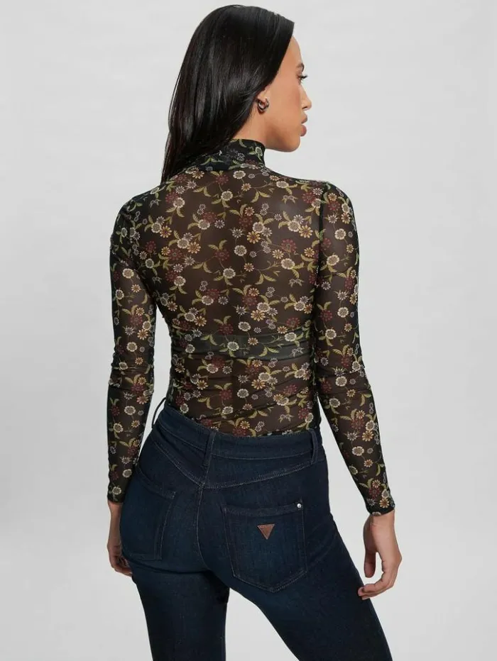 Women GUESS Tops Eco Kamaria Printed Top Night Blooms Print