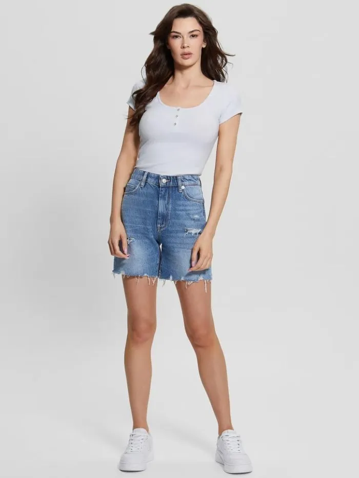 Women GUESS Tops Eco Karlee Henley Tee Fresh Air