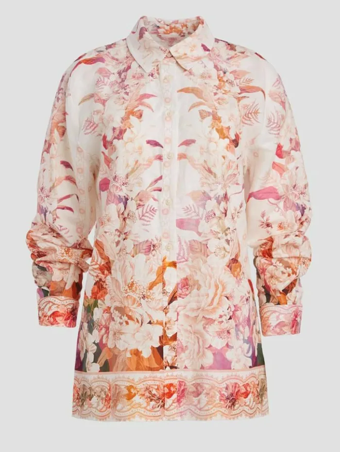 Women GUESS Tops Eco Rosy Linen Top Reclaimed Romance