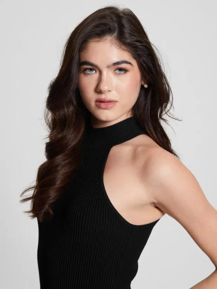 Women GUESS Tops Eco Shayna Mock Neck Top Black