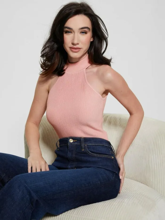 Women GUESS Tops Eco Shayna Mock Neck Top Smooth Pink