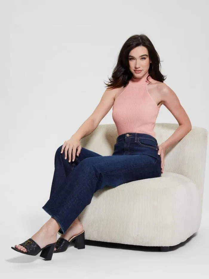 Women GUESS Tops Eco Shayna Mock Neck Top Smooth Pink